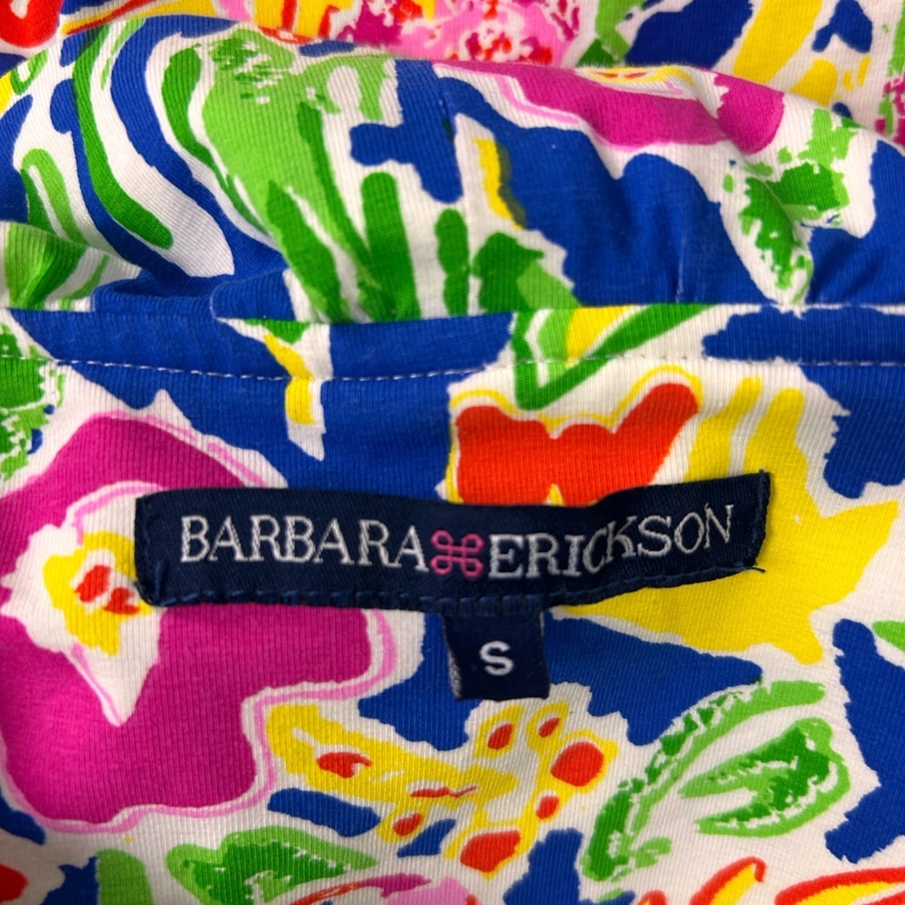 Barbara Erickson Tropical Parrot Print Dress 3/4 Sleeve Resort Shift small - Picture 6 of 7